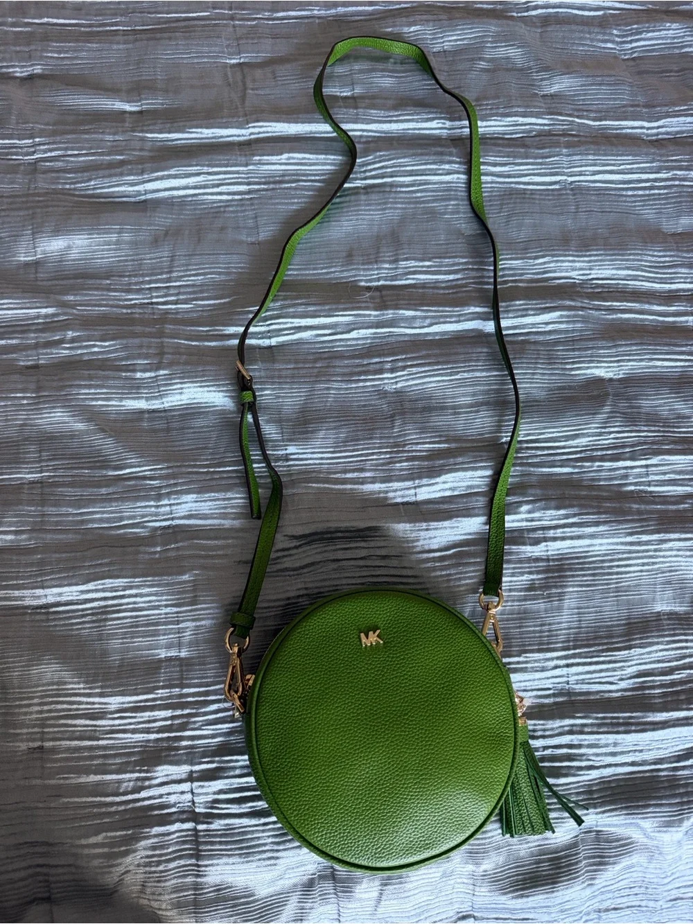 Michael Kors True Green Canteen Leather Crossbody with Tassel
